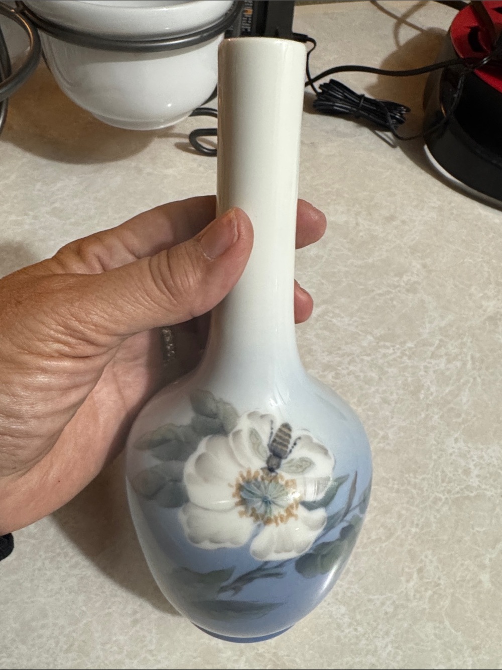 Royal Copenhagen White and Light Blue Floral Bud Vase Gorgeous!